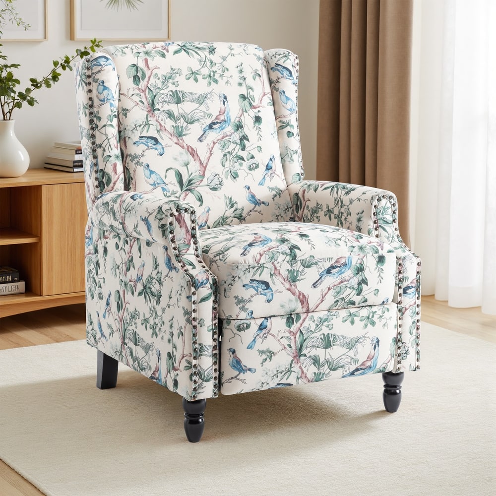 UIXE Roderich Farmhouse Floral Print Push Back Recliner Chair