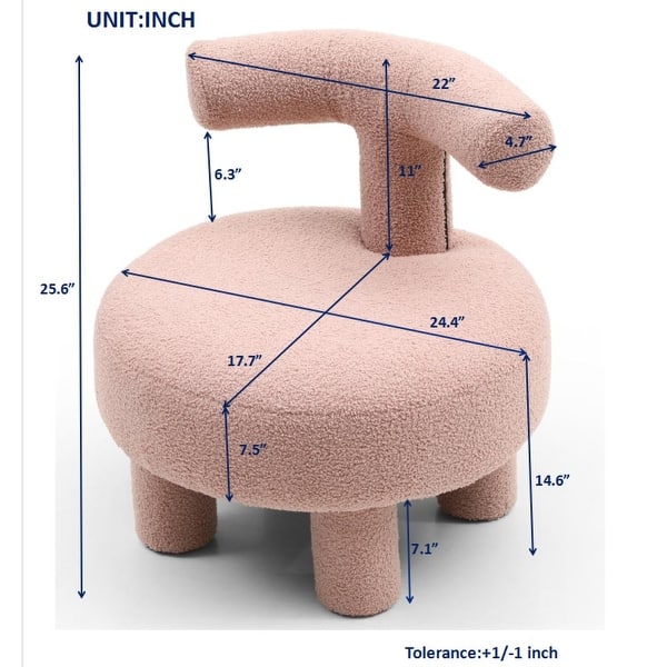 dimension image slide 1 of 2, 24.4" Modern Fabric Chair Kids Chair for Living Room, Bedroom, Home Decorative - 24.4''×24.4''×25.6''