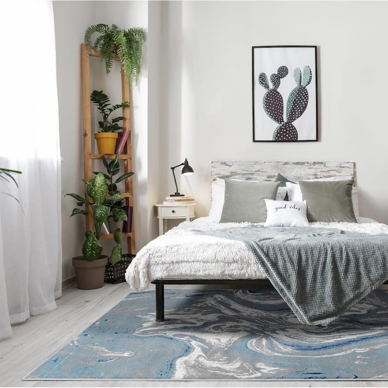 Luxe Weavers Victoria Collection Blue 8x10 Abstract Area Rug - 8' x 10'/Surplus