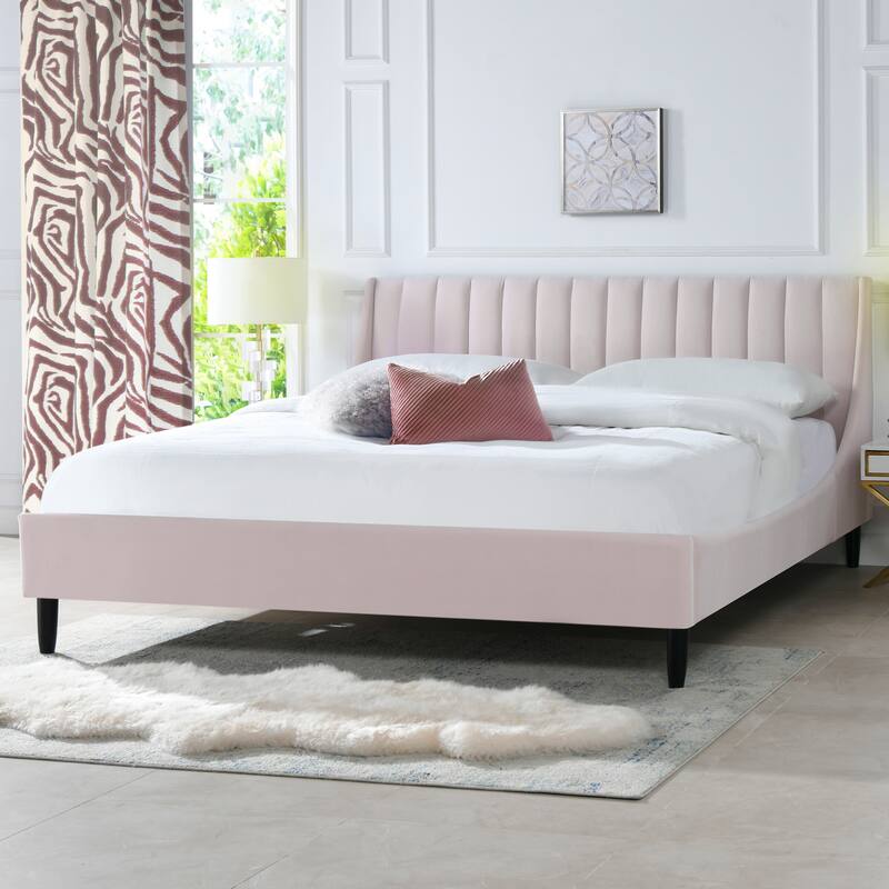 Willow Performance Velvet Channel Tufted Platform Bed