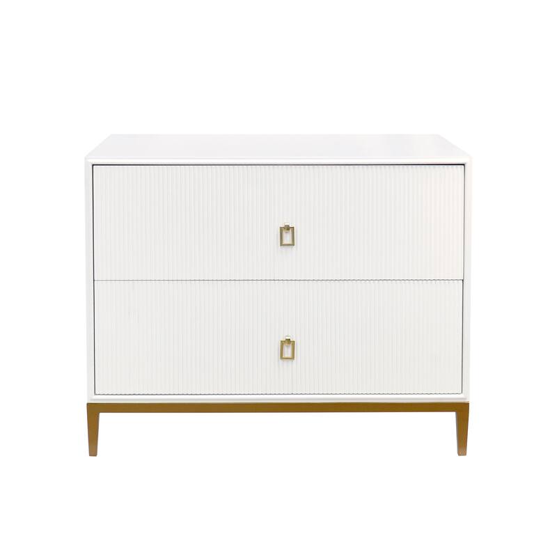 Pasargad Home Pearl Wood Nightstand with Metal Frame