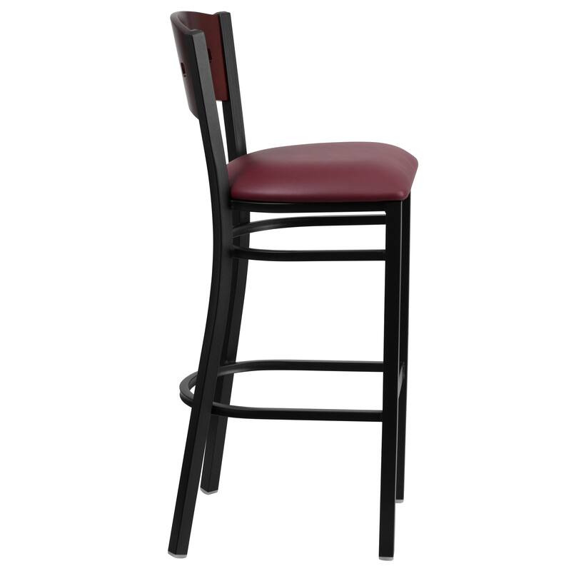 Decorative 4 Square Back Metal Restaurant Barstool - 19.75"W x 20"D x 43"H - 19.75"W x 20"D x 43"H