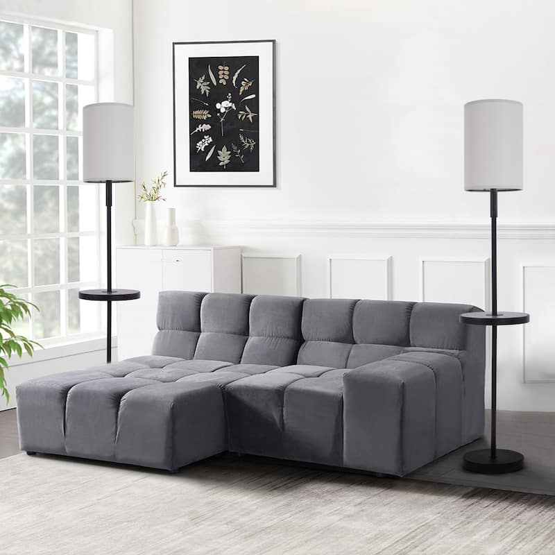 Metal Wood Floor Lamp with USB Port