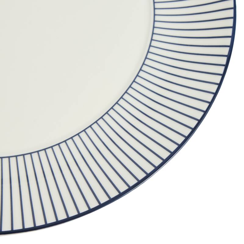 Wedgwood Gio Blue Plate 9.3in, Pinstripe White