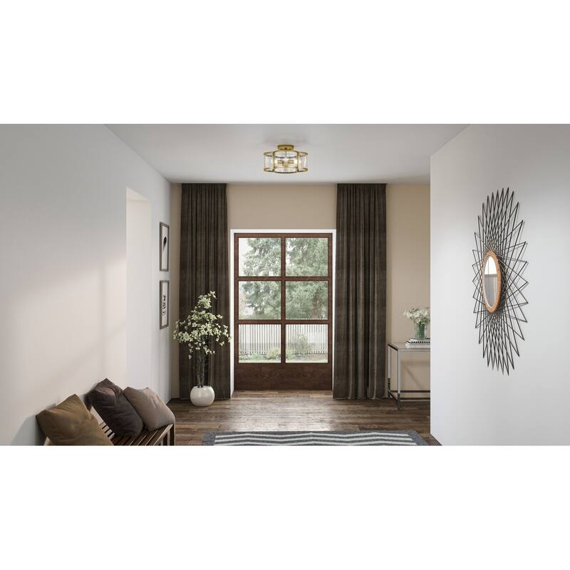Aster 4-Light Weathered Brass Semi-Flush Mount