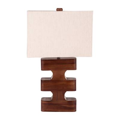 Sagebrook Home Wood, 26"H Geometric Lamp, Brown, Rectangle, 26"H, Solid Color - 16.0" x 8.0" x 26.0"