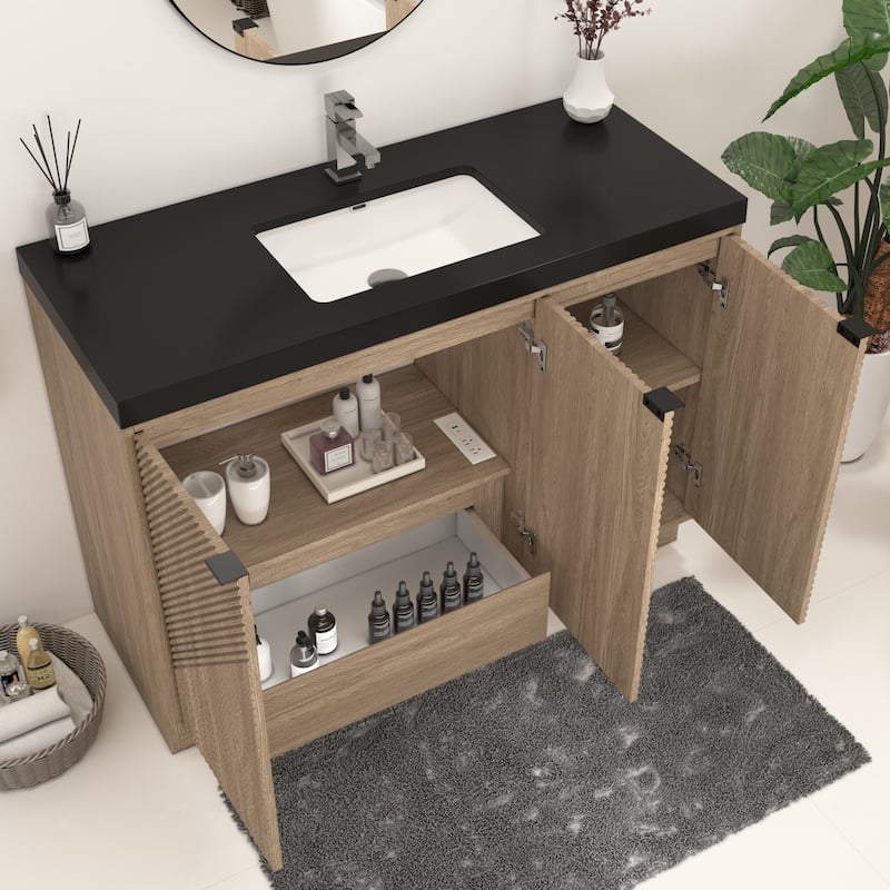 Milano 48" Freestanding Bathroom Vanity with Black Acrylic Sink