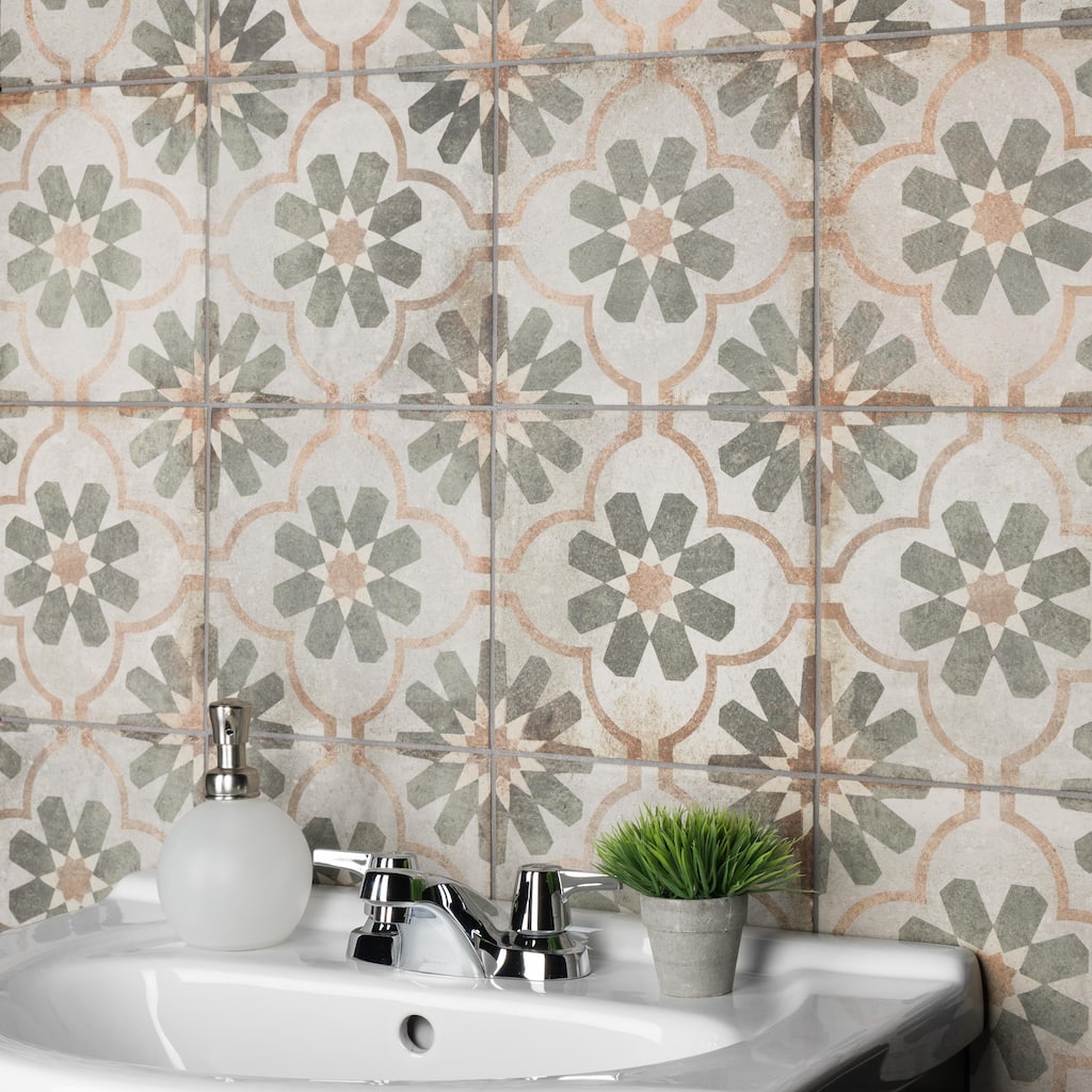 Merola Tile D'Anticatto Decor Florence 8-3/4" x 8-3/4" Porcelain Floor and Wall Tile