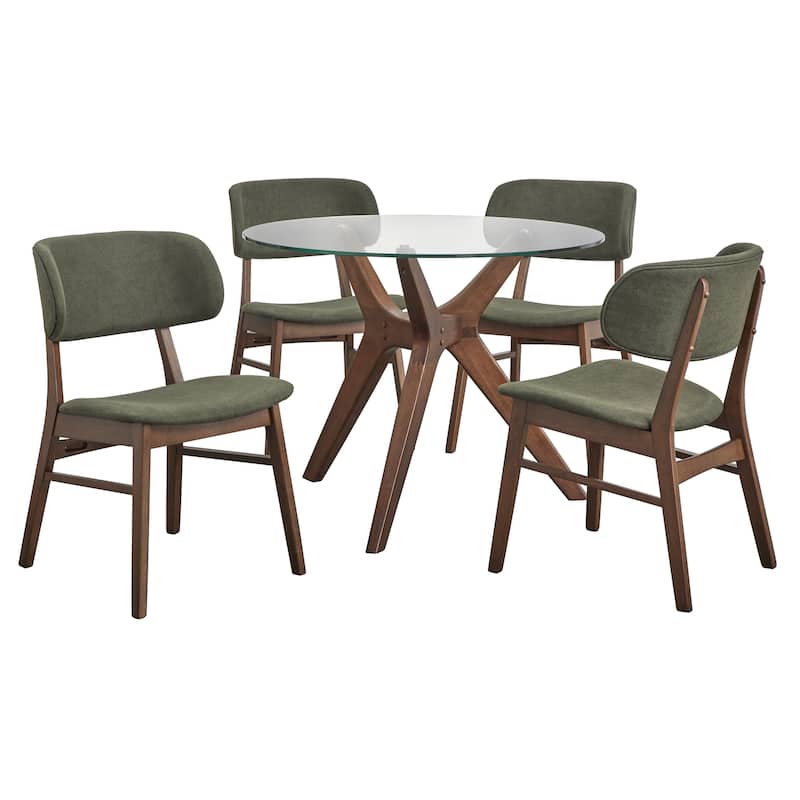 Lifestorey Toni Solid Wood and Glass Dining Set