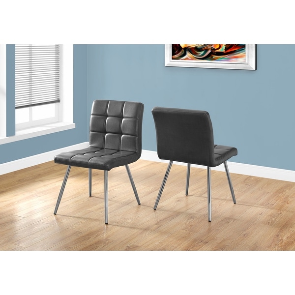 Grey Leather Look Chrome Metal 2 Piece Dining Chair Bed Bath