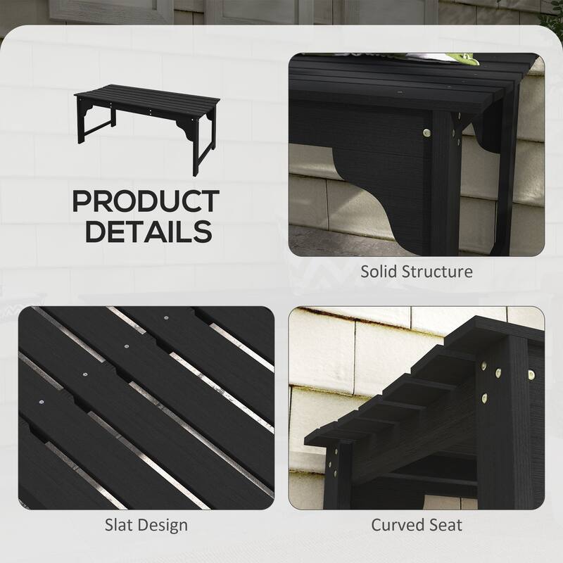 Wooden Garden Bench, Leisure Bench Outdoor Park Bench with Slatted Seat, Backless Front Porch Bench with Curved Seat