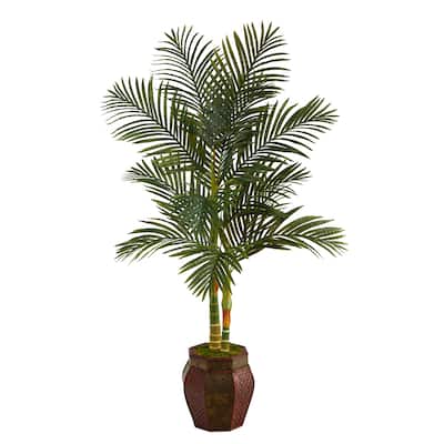 5.5' Golden Cane Artificial Palm Tree in Decorative Planter - 12.5"