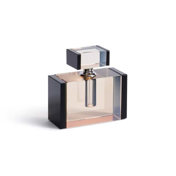 slide 2 of 4, Decorative Crystal Tonal Black & Amber Glass Perfume Bottle Small