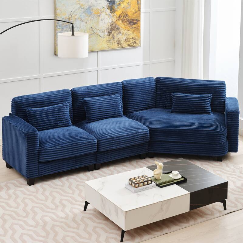 Multi-seat(3/4/5 seats) Corduroy Sectional Sofa, Modular Couch for Living Room & Business