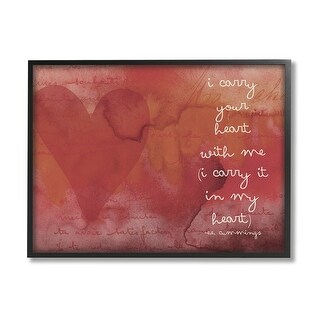 Stupell Romantic Love Quote Red Heart Design Typography Framed Wall Art ...