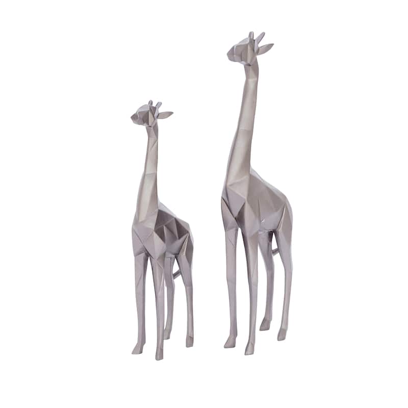 Polystone Giraffe Decorative Sculpture - Set of 2 Gold or Silver - CosmoLiving by Cosmopolitan