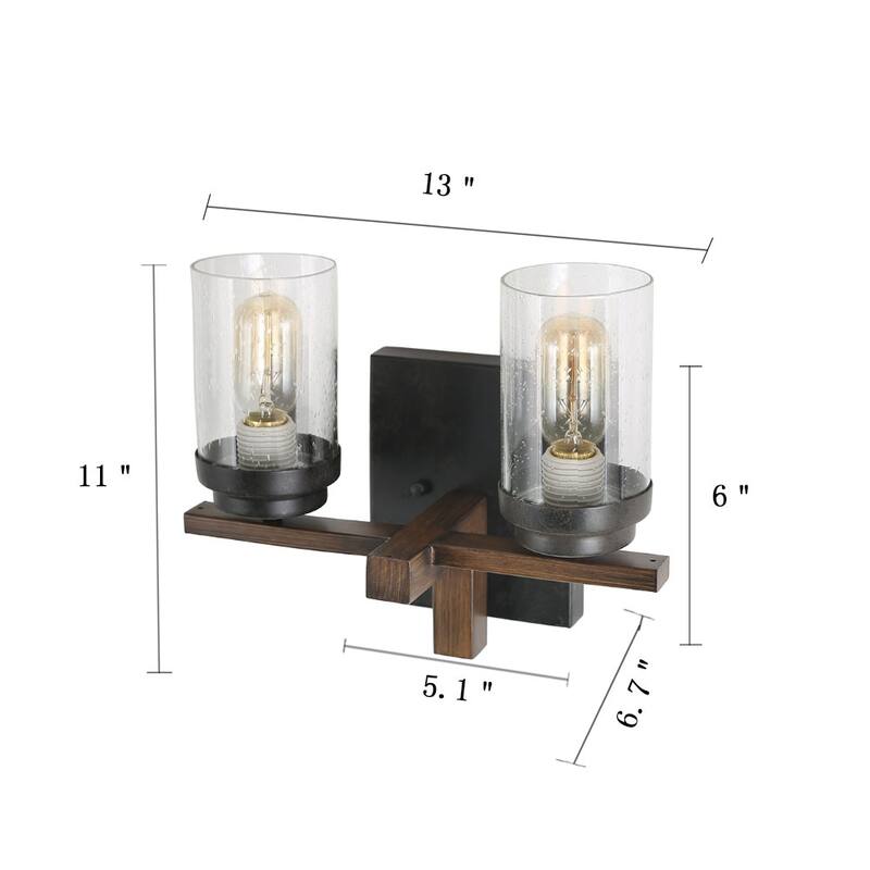 Rustic Farmhouse Wall Sconce - Seeded Glass, Wall Mount Lighting Fixture