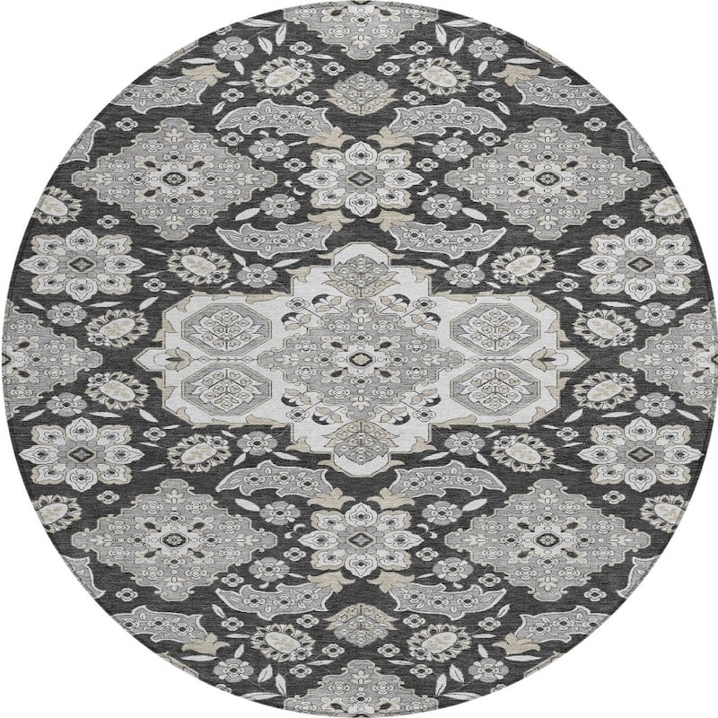 HomeRoots Medallion Traditional Rectangle Outdoor Rug