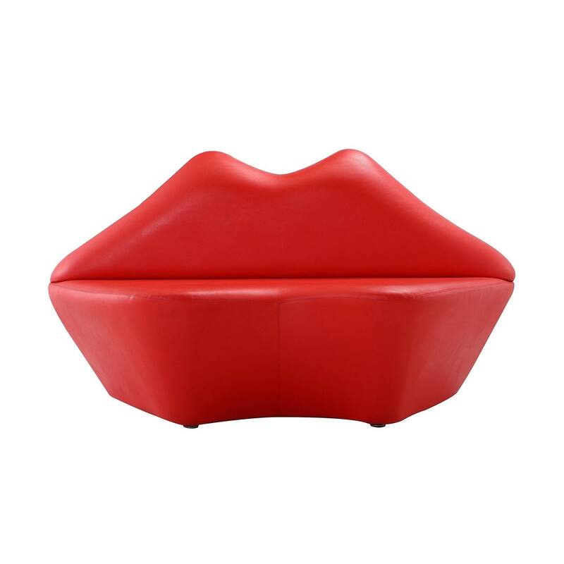 Manhattan Comfort Kiss 61.8 in. Red Faux Leather 2-Seater Loveseat - Red