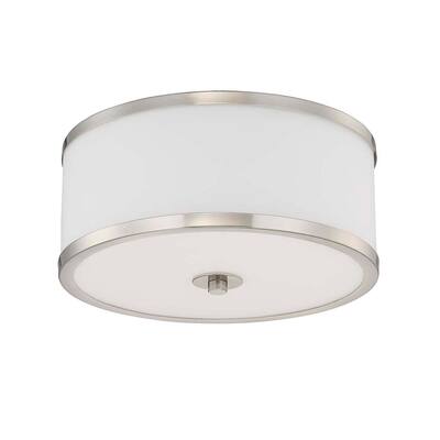 Sunset Lighting Payton Two Light Ceiling Mount - Opal Glass Dimmable - With Bright Satin Nickel Finish