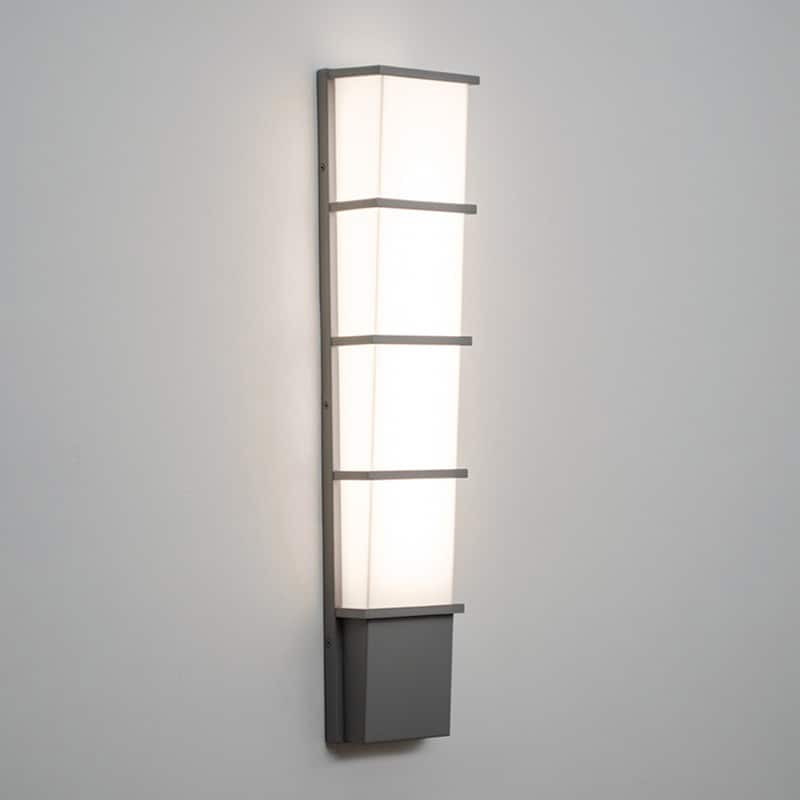 Lasalle 1-light Textured Grey LED Outdoor Sconce, White Acrylic Shade