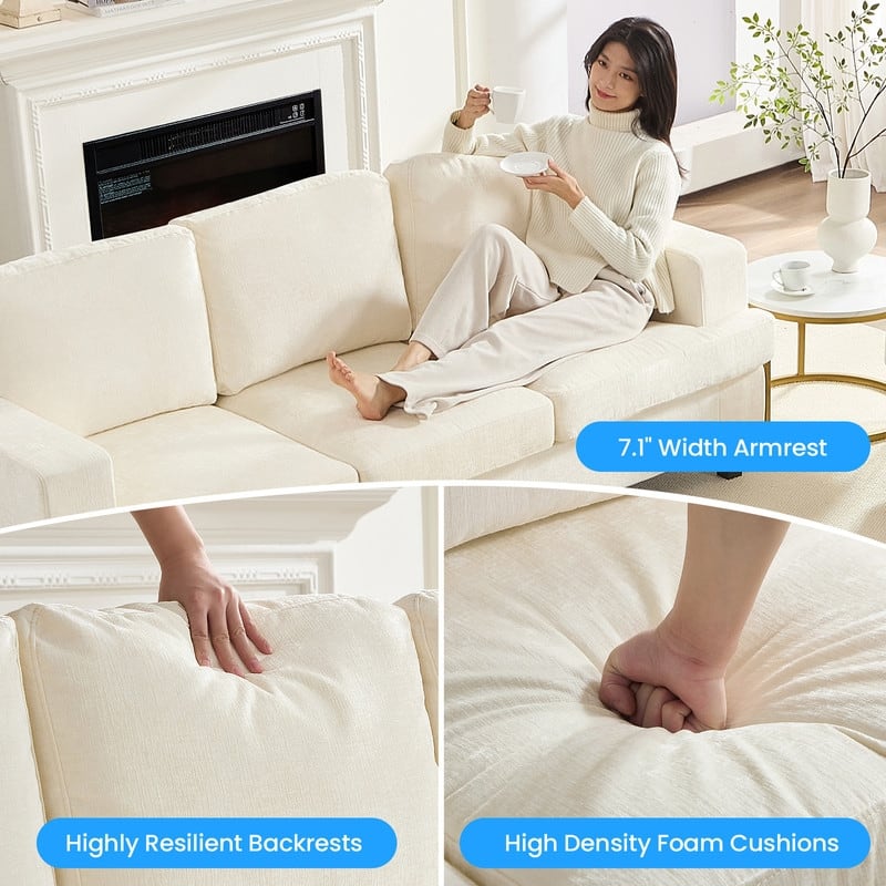 Mixoy Chenille 3 Piece Living Room Sofa Set,3-Seat Sofa/Loveseat/Armchair Sofa Sets,Modular Sectional Couch Furniture Sets