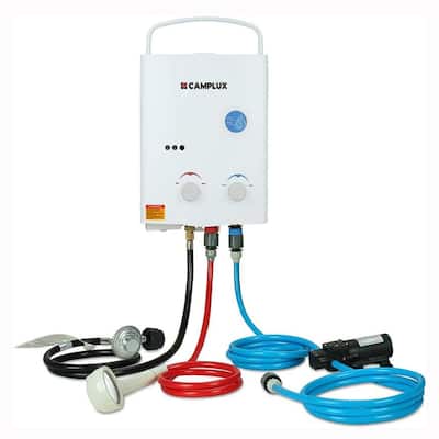 CAMPLUX 1.32 GPM Outdoor Portable Propane Tankless Water Heater with Water Pump Kit