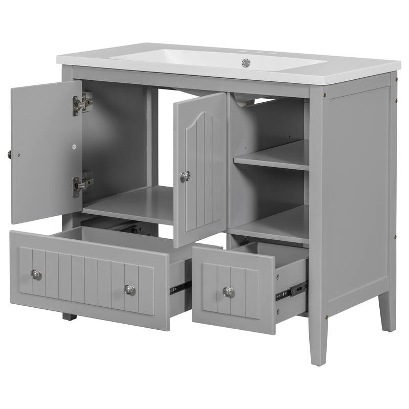 36" Bathroom Vanity with Solid Wood Frame