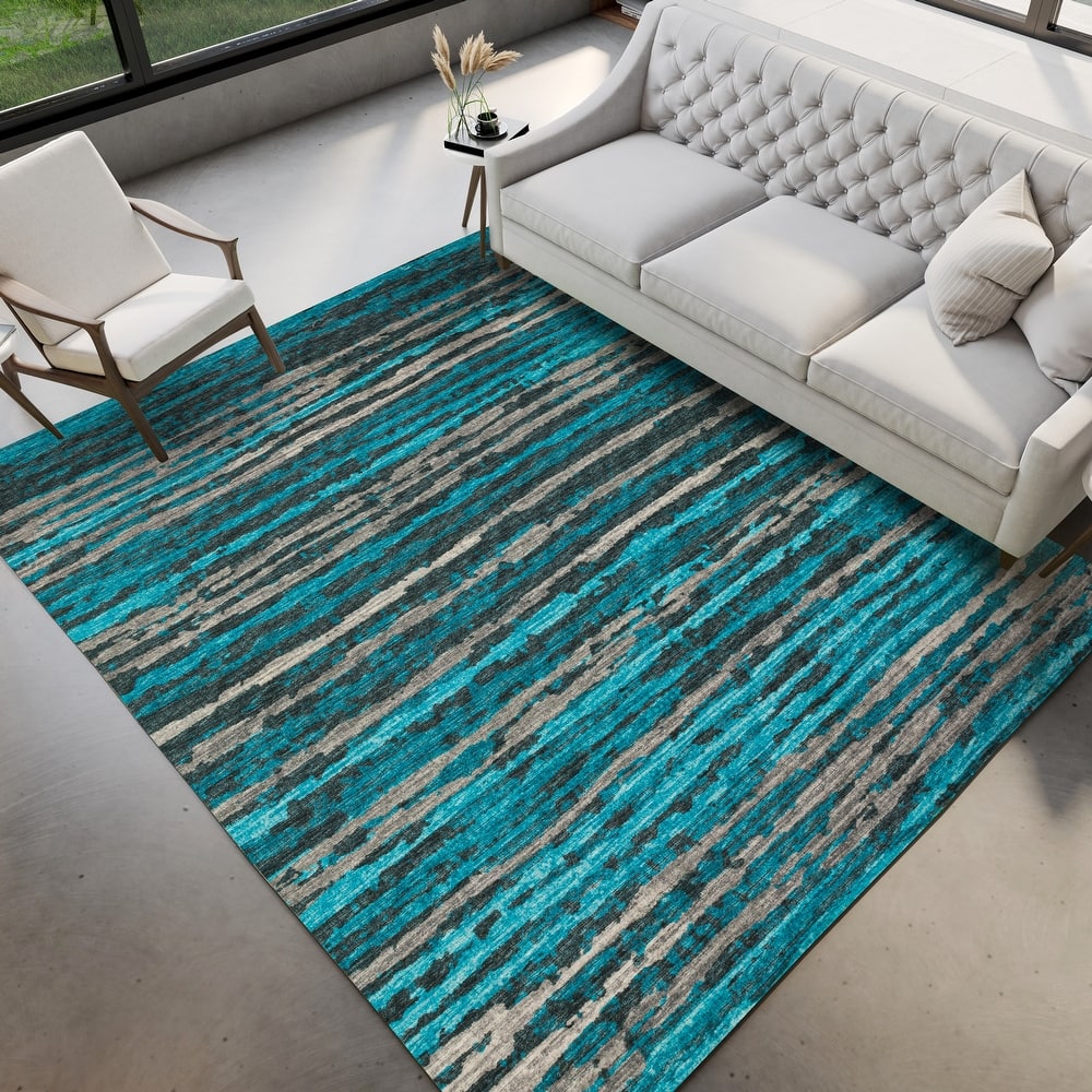 Indoor/ Outdoor Bravado Abstract Striped Baja Washable Area Rug