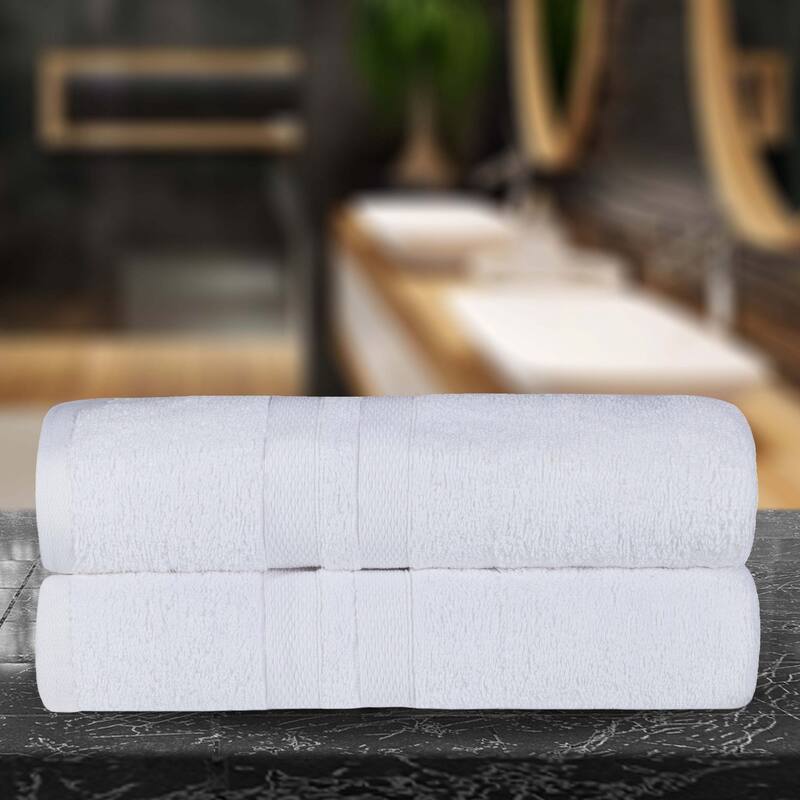 Cotton Quick-Drying 2 Piece Absorbent Solid Bath Sheet Set by Superior - White