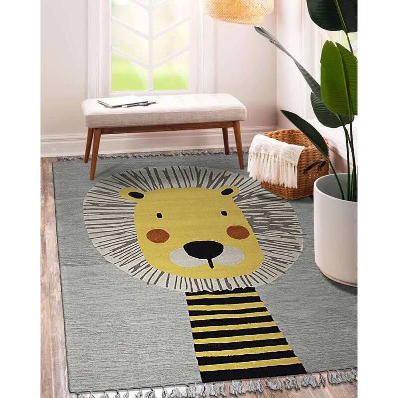 Gray Transitional Animal Children Tufted Area Rug - Elegant and Timeless Design
