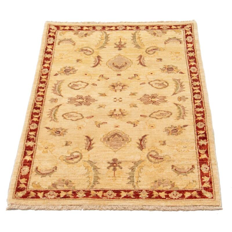 ECARPETGALLERY Hand-knotted Peshawar Oushak Beige Wool Rug - 3'1 x 5'1