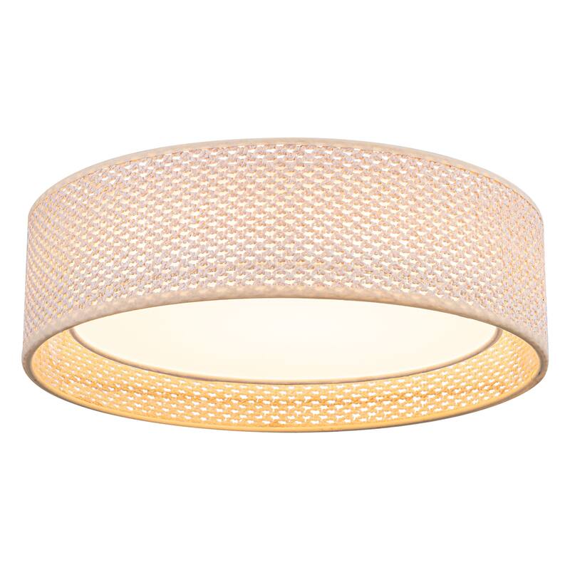 Hand-Woven Rattan Drum Flush Mount Ceiling Light