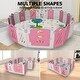 preview thumbnail 3 of 6, 16+2 Panel Baby Playpen,Foldable Playard for Baby and Kids,Adjustable Shape Play Fence with Safety Lock Gate (Pink+White)