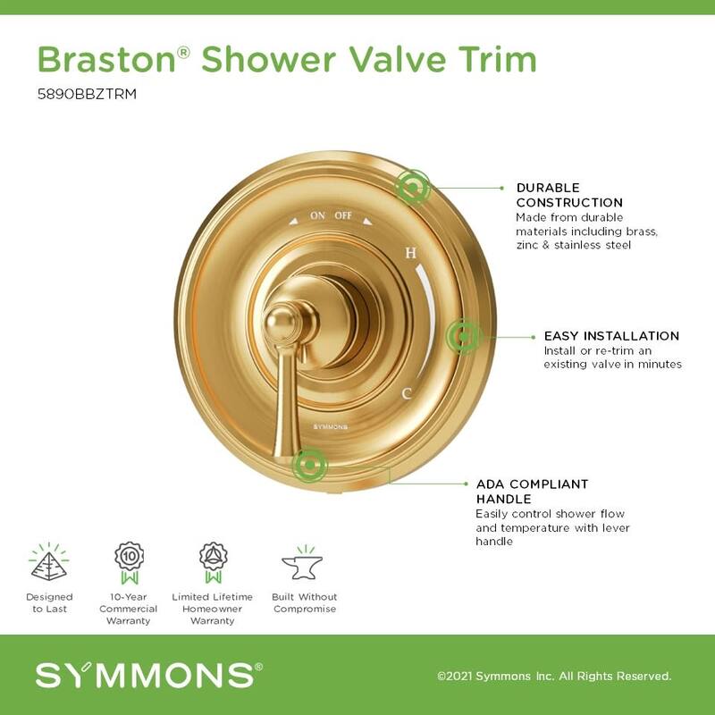 Symmons 5890TRM Braston Traditional Valve Trim Only with Single Lever
