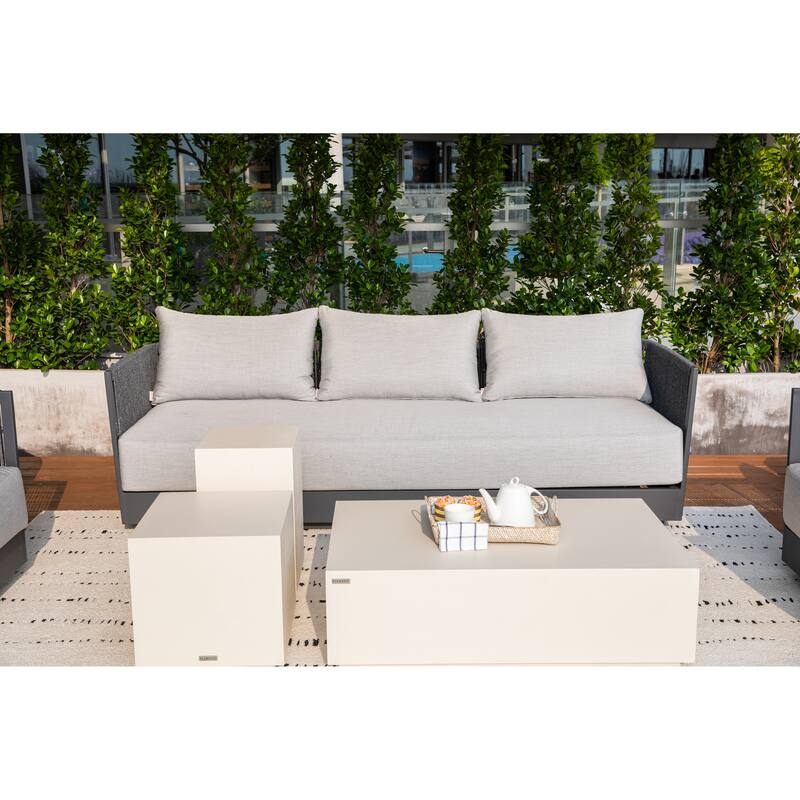 Elementi Capri Outdoor Aluminum 3-Seat Sofa with Sunbrella® Cushions
