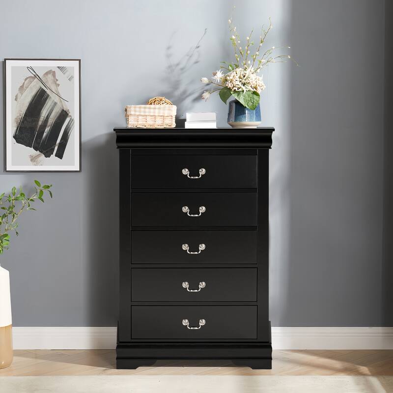 Modern Solid Wood Chest Drawers with 5-Drawer