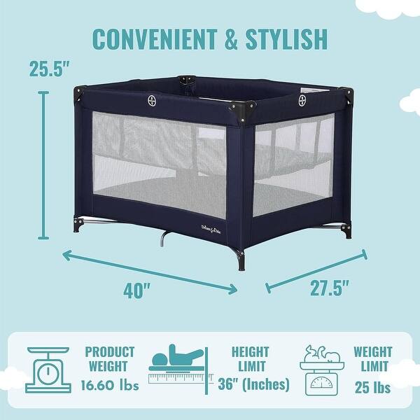 dimension image slide 2 of 4, Dream On Me Zazzy Portable Playard with Bassinet