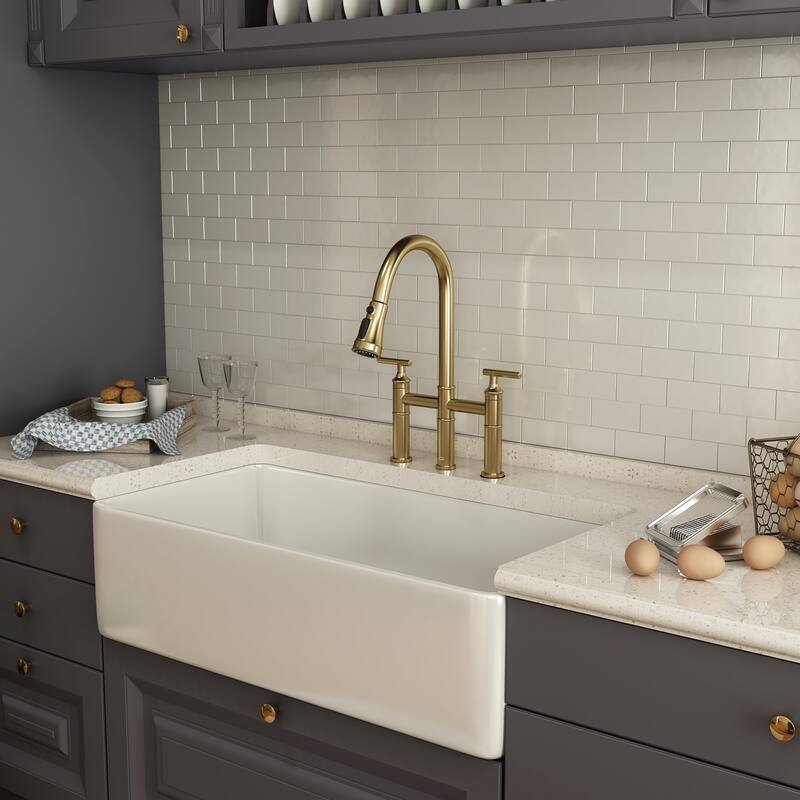 Clihome 3-Function Stainless PullDown Kitchen Heritage Bridge Faucet