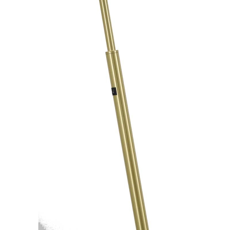 1-Light Satin Brass Metal Floor Lamp With A Metal Shade