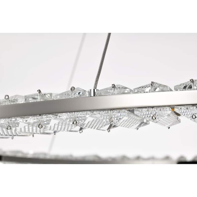 Nova LED 36 Inch Round Pendant Polished Nickel Finish K9 Crystal - Polished Nickel