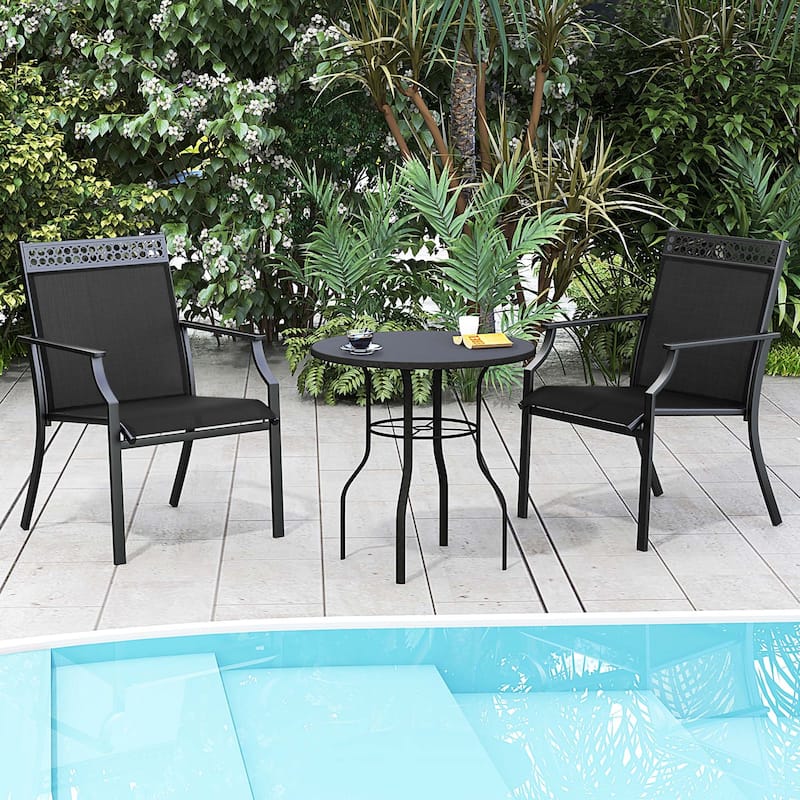 Costway Patio Chairs Set of 2 with All Weather Breathable Fabric High - See Details