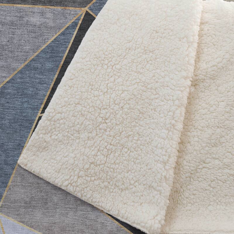 Premium Machine Washable Modern Contemporary Sherpa Throw Blanket