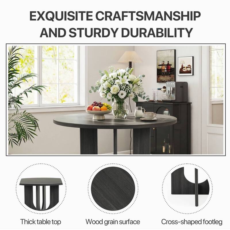 Rossetta 5-Piece Contemporary Transitional Style Dining Set with X-Crossed Base Round Table and 4 Upholstered Fabric Chairs