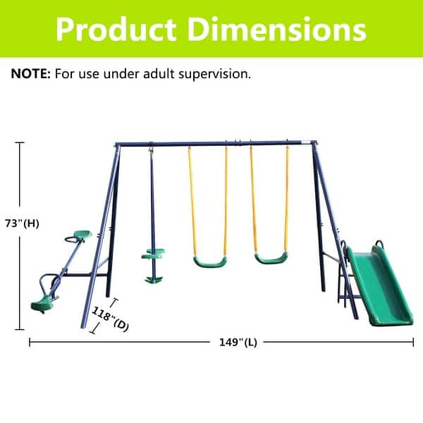 5-in-1 Outdoor Kids Swing Sets w/Swings, Glider, Slide & Teeter Totter