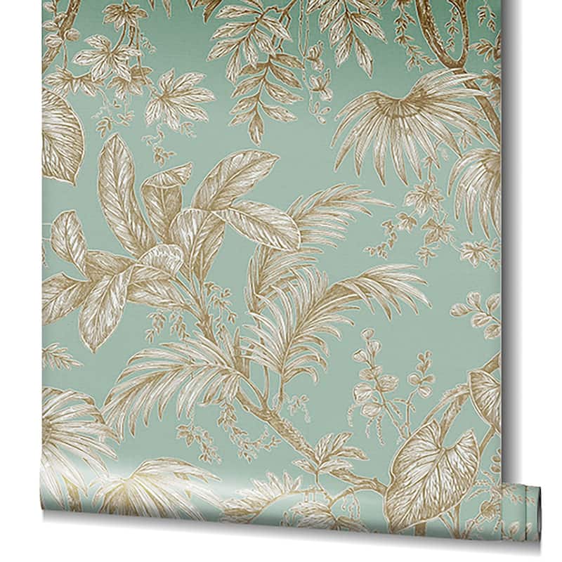 Galerie Wallcoverings Large Palm Leaves And Stems Vinyl on Non-woven Wallpaper Roll