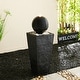 preview thumbnail 32 of 39, Glitzhome 31.75"H Polyresin Sphere Pedestal Outdoor Fountain With Pebbles Pump LED Light Black