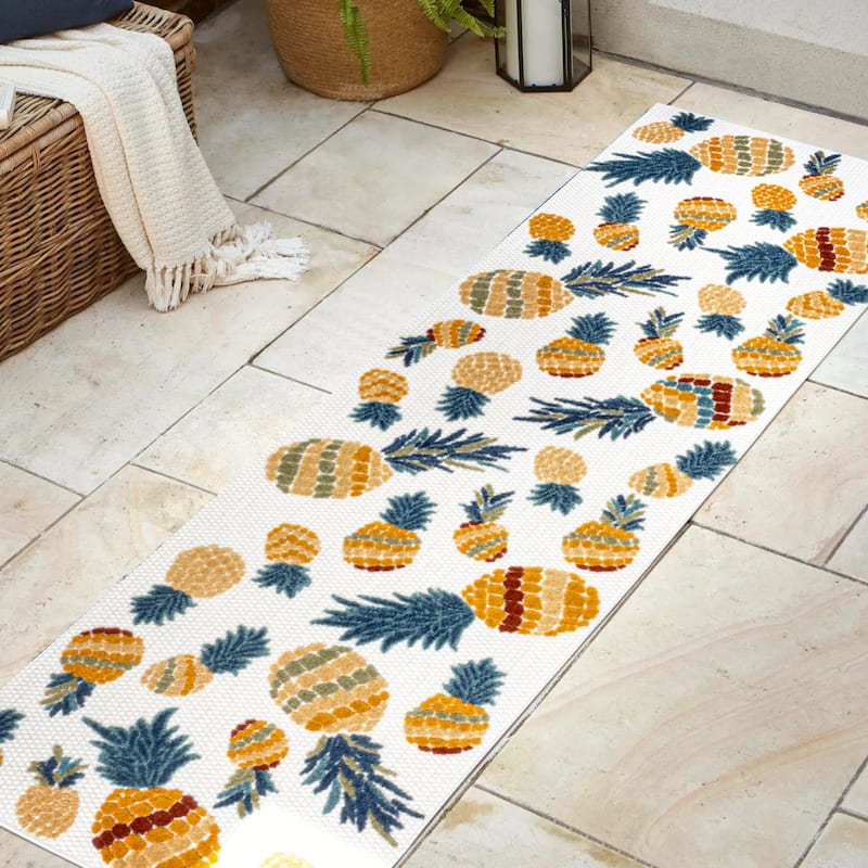 JONATHAN Y Limone Bold Pineapple High-Low Indoor/Outdoor Area Rug