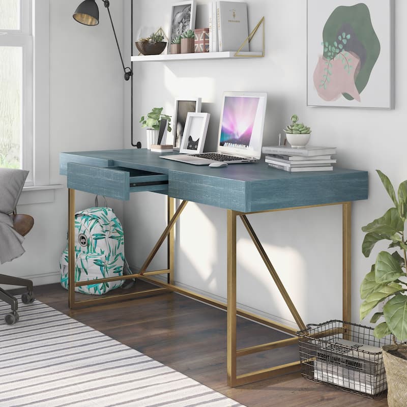 Vaiz Modern 60-inch Metal 3-Drawer Computer Desk with Drawers by Furniture of America