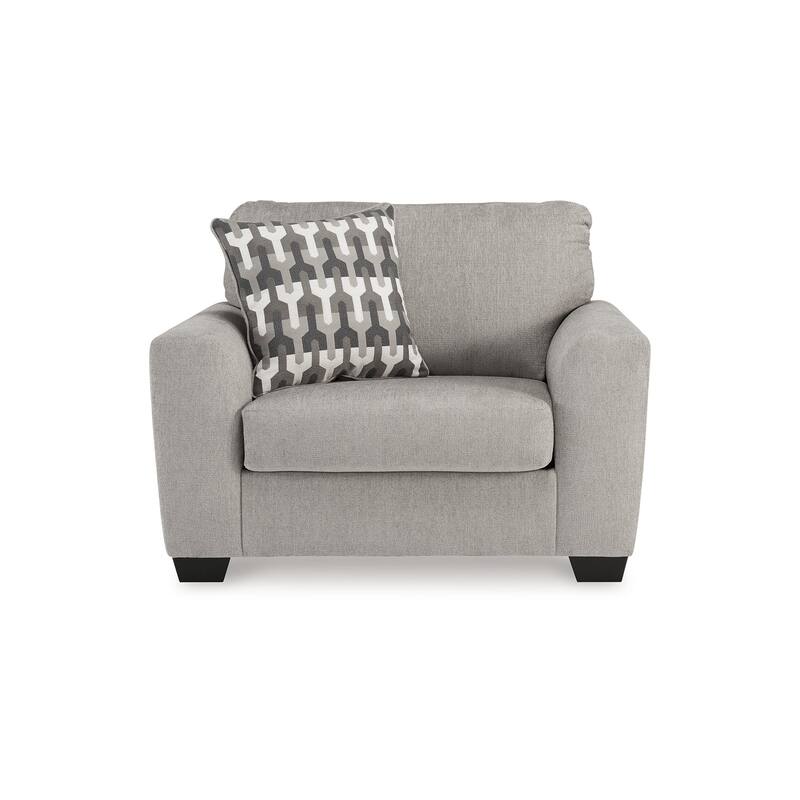 Delaney Accent Armchair, Flannel Gray Polyester, 1 Throw Pillow, Black
